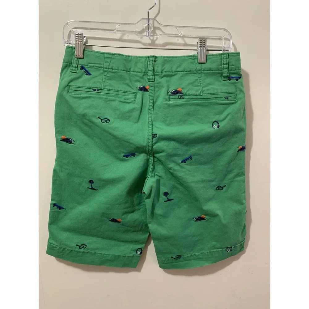 Gap Kids Boys Green Lived-In Chino Shorts Embroidered Skateboard Size 16 Regular